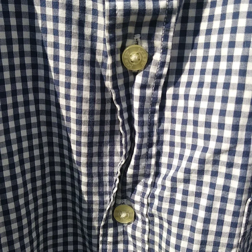 J. Crew Navy White Checked Long Sleeve Lightweight Button Down Slim Fit - L